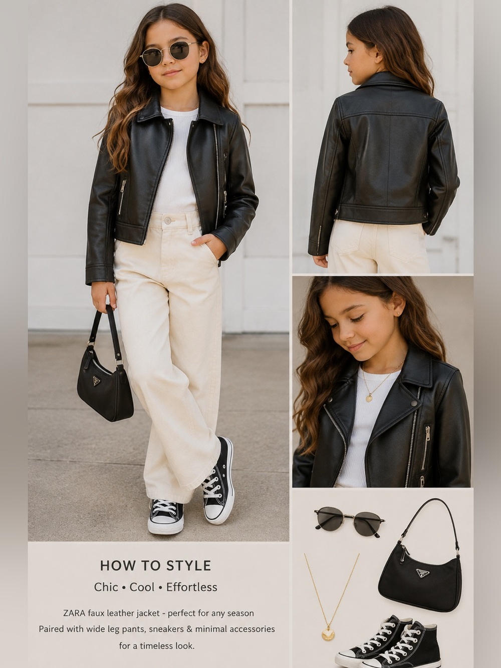 Zara Girls Size 10 black pleather Biker style Jacket